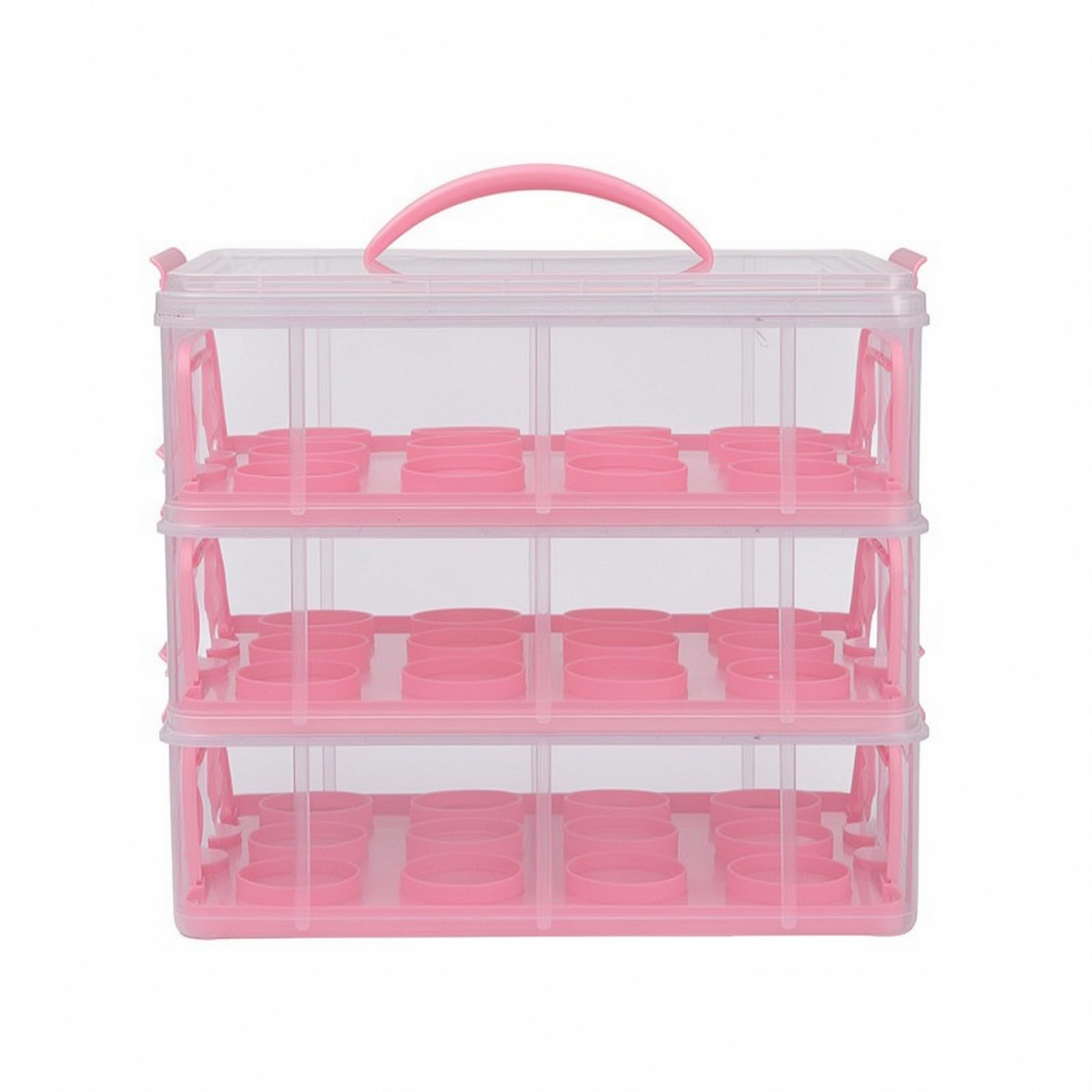Porta Cupcakes 3 Niveles Pisos, 3 Niveles 36u Rosa