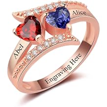 JewelOra Personalized Birthstone Rings for Women Mom Sterling Silver Mother Ring with Birthstones Promise Rings for Her Customized Gifts for Mothers Day Christmas