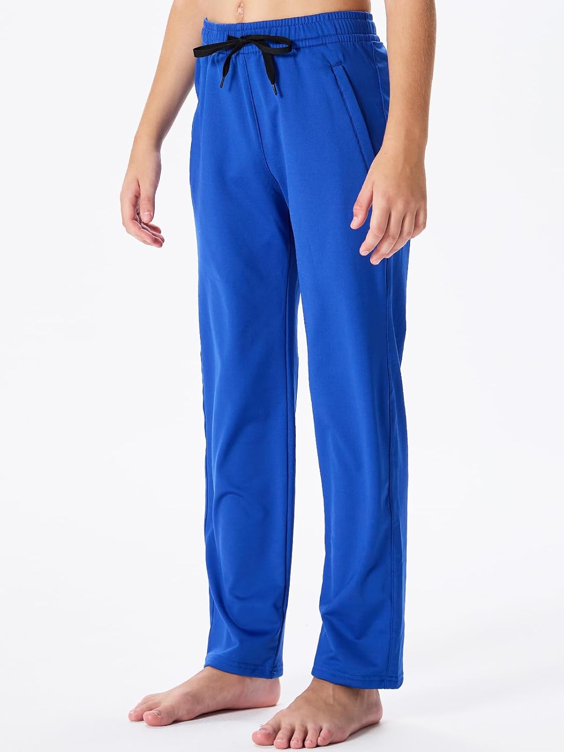 DEVOROPA Youth Boys' Fleece Lined Sweatpants Open Bottom Water Resistant Winter Thermal Track Athletic Pants Zipper Pockets - Image 2