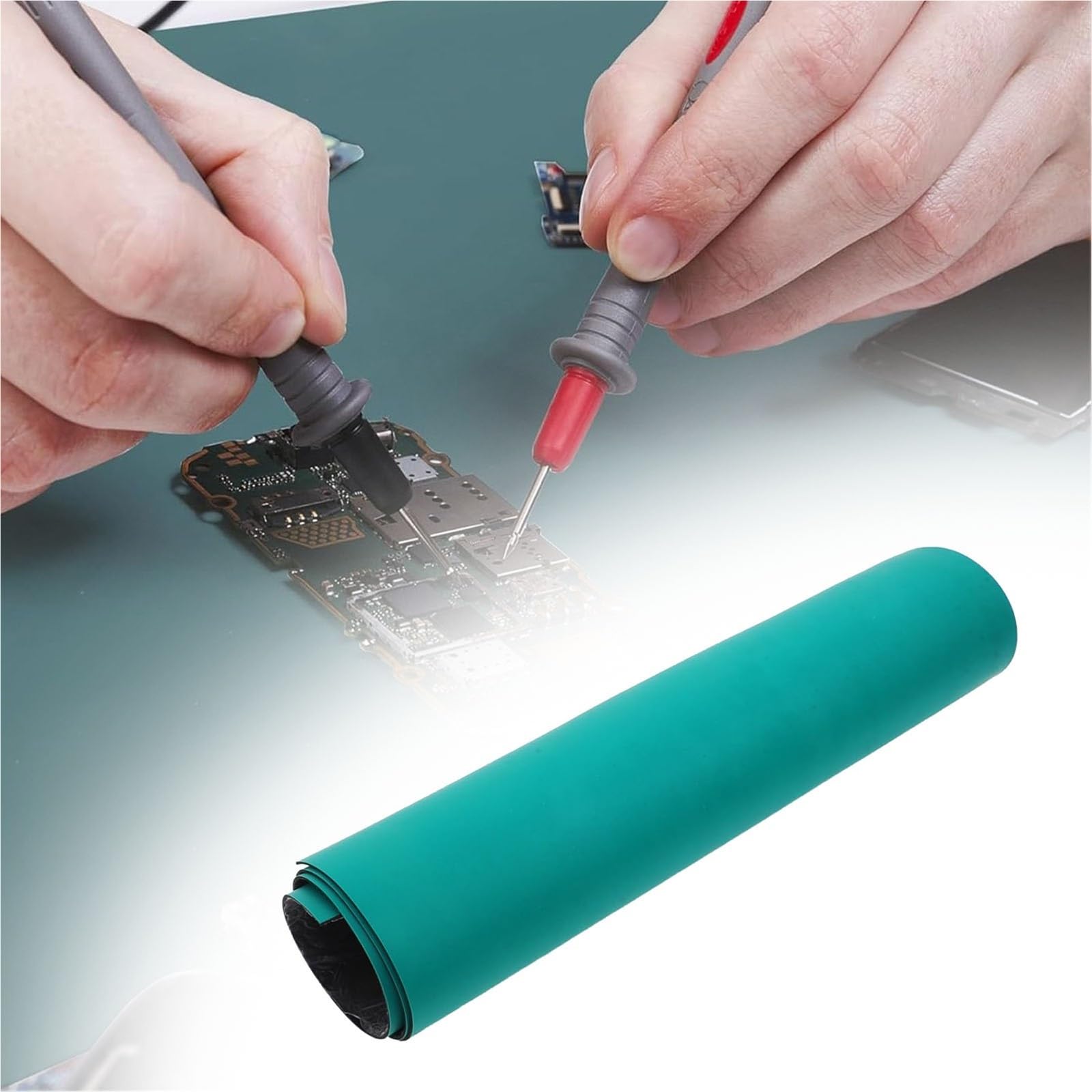 Rollos alfombrilla antiestática Estera De Soldadura Antiestática, Trabajo De Mantenimiento De Laboratorio De Reparación De Equipos ESD, Reparación De Computadoras | W L 0.5 x 10m