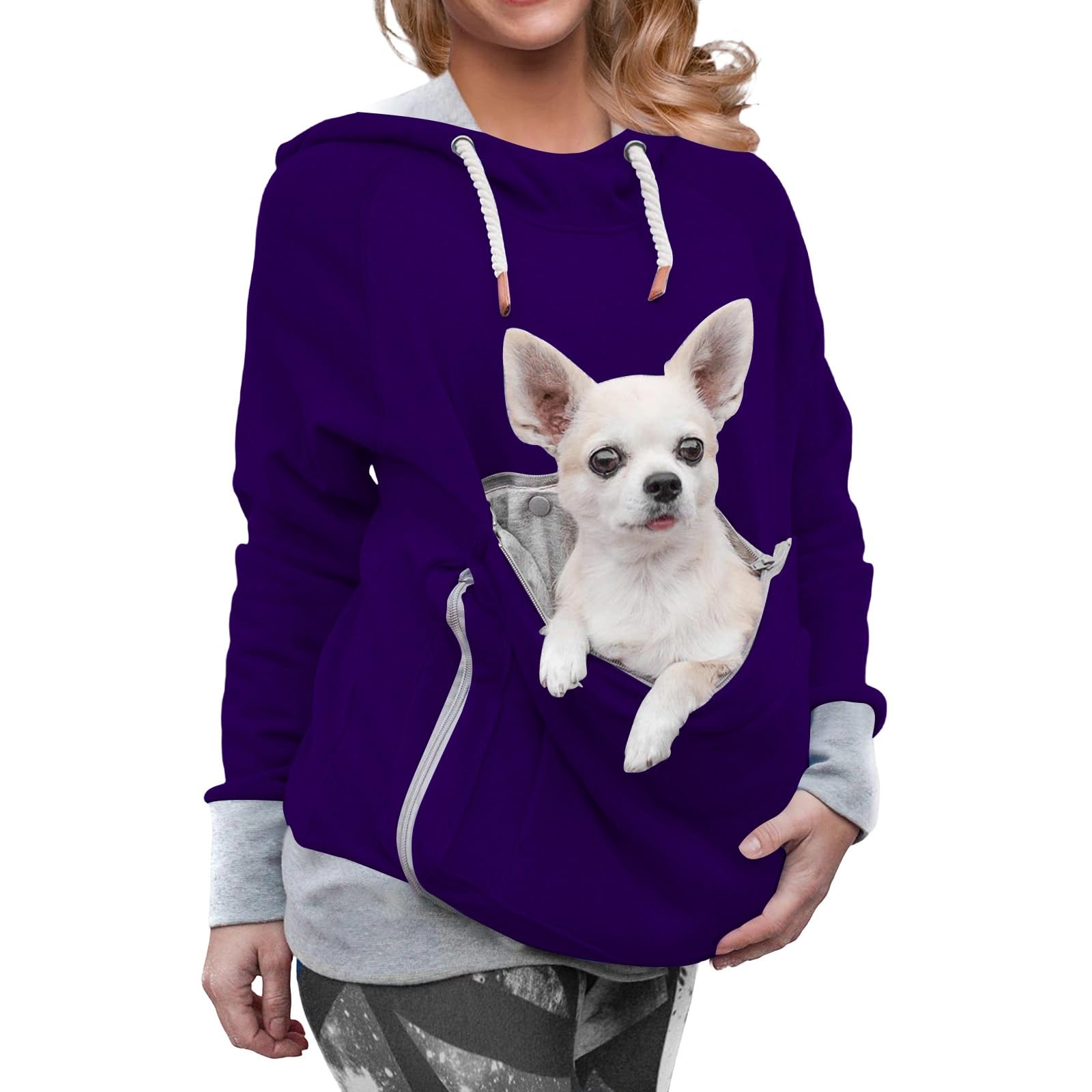 Bolsa con capucha para mascotas y perros pequeños: transportín tipo sudadera de viaje