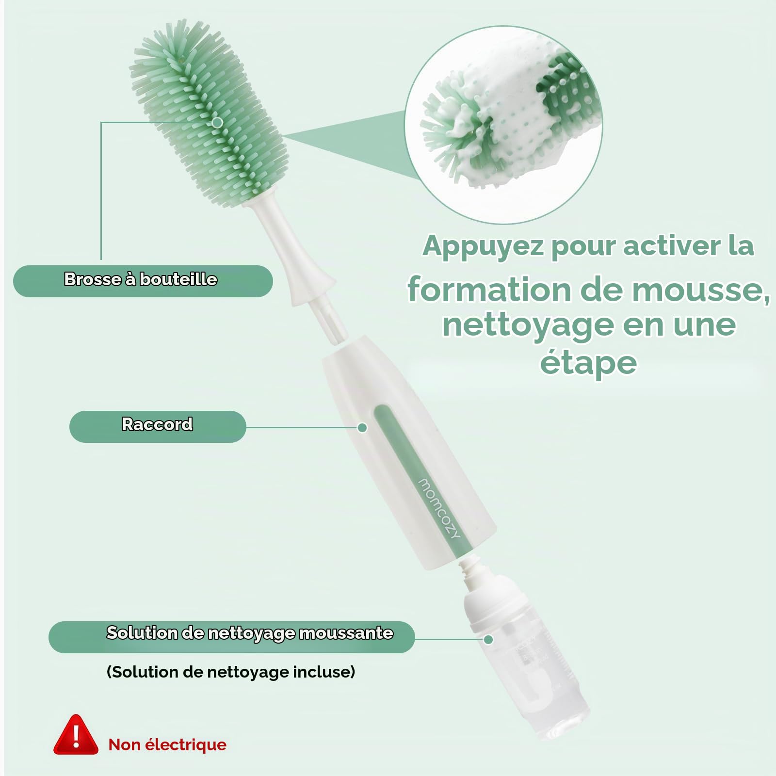 Momcozy LS005 Goupillon Biberon & Égouttoir Vertical pour Biberons