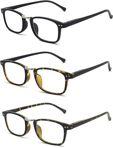 Paquete de 3 lentes de lectura de estilo retro para hombres y mujeres, color negro y tortuga