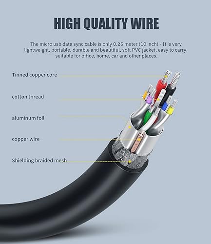 Miniatura 2 de PANPEO Extensión micro USB, paquete de 4 cables de extensión micro B macho a hembra de 90 grados, cable de extensión izquierdo micro USB para