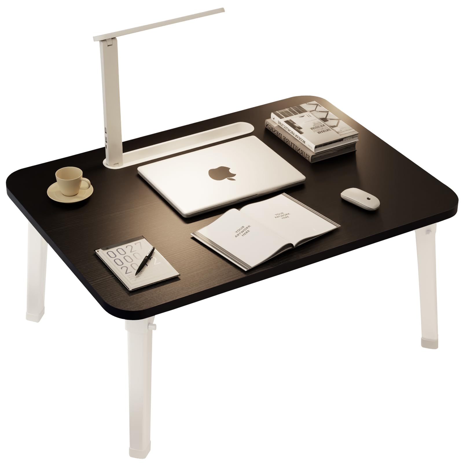 Foldable Lap Desks for Laptop with Light, Multi-Functional Laptop Table for Bed Trays, Portable Folding Lap Bed Desk for Adults Kids Writing,Reading,Drawing and Eating, Floor Table