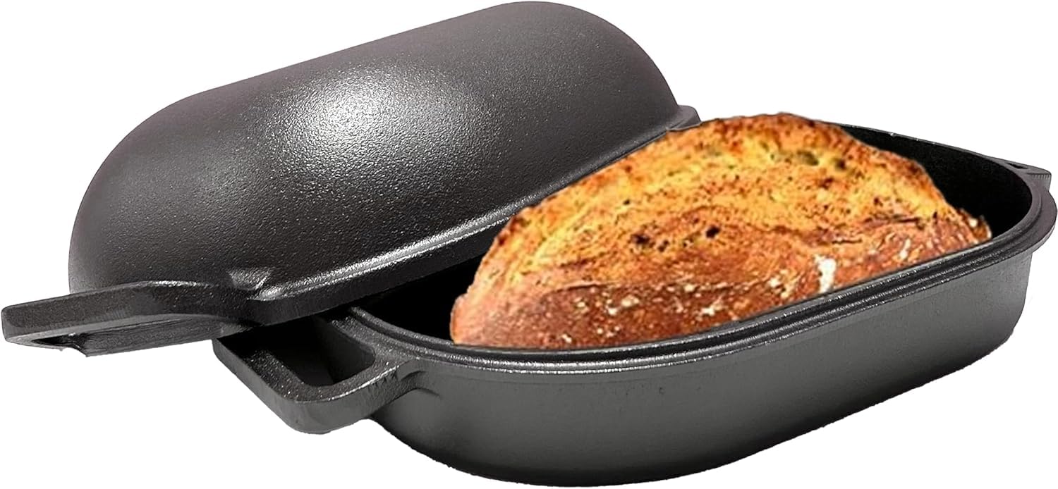 Horno de hierro fundido para asar y guisar, utensilios de cocina esmaltados de doble propósito para uso doméstico