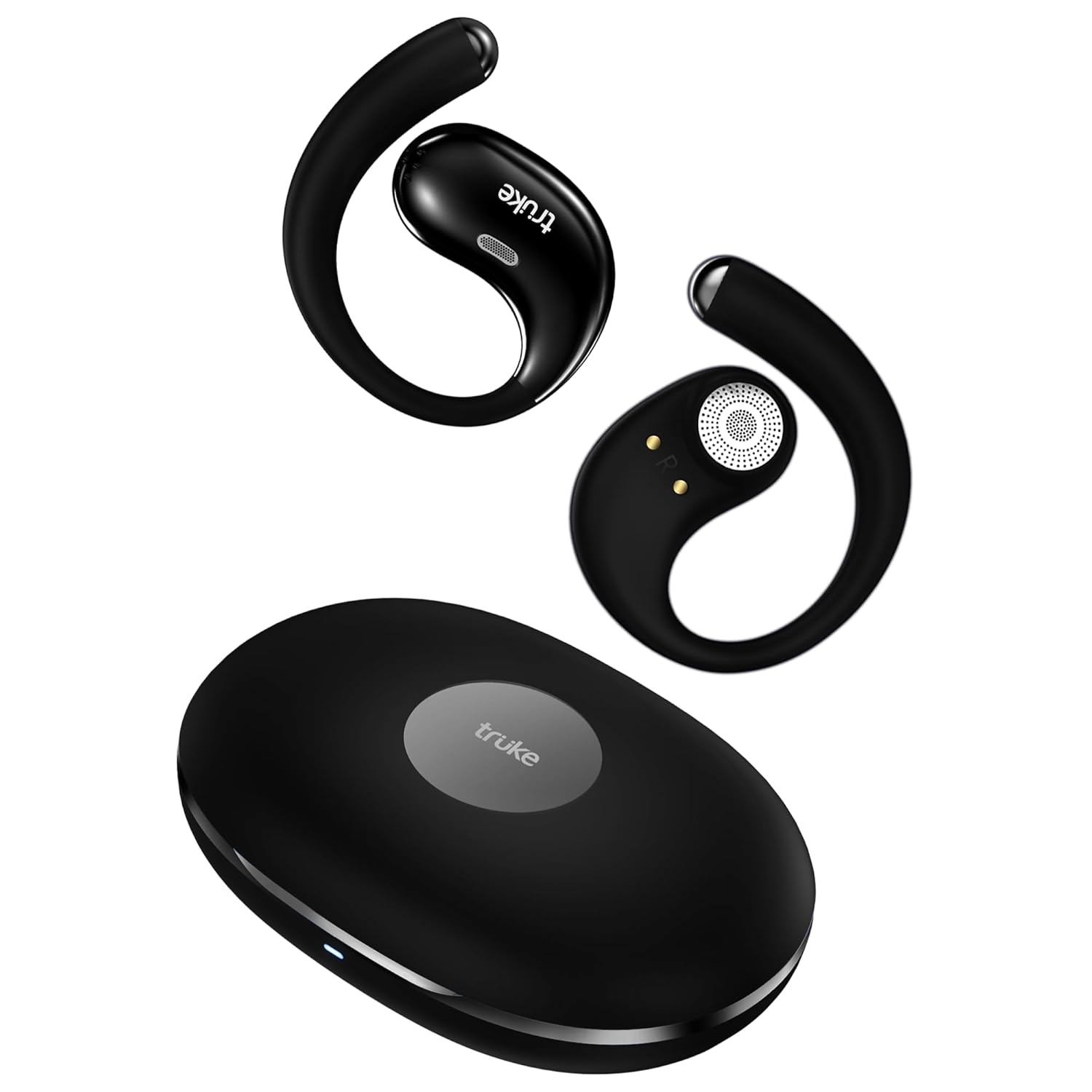 truke New Launch ResonanceX Open Ear Wireless Earbuds, 24-bit Spatial Audio, 70Hrs Playtime with Fast Charging, 16mm Titanium Drivers, 40ms Low Latency, Quad Mic ENC Calls, Made in India (Ash Black)