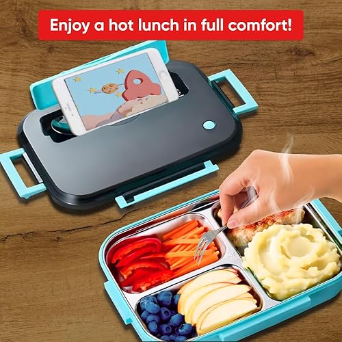 Miniatura 7 de WOWZILLA Lonchera Bento Box con cuchara, palillos, metal duradero que hace que sea apto para congelador y lavavajillas, lonchera a prueba de fugas,