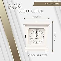 Vista 2 de Tasse Verre Reloj blanco para mesa o escritorio de 9 x 7 pulgadas, decoración de granja de madera, silencioso, silencioso, para oficina, dormitorio