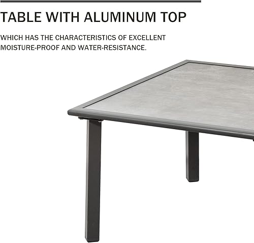 Miniatura 9 de Domi - Juego de 2 sillas de exterior con mesa auxiliar, sillas de comedor modernas de plástico de metal para todo tipo de clima, muebles de patio