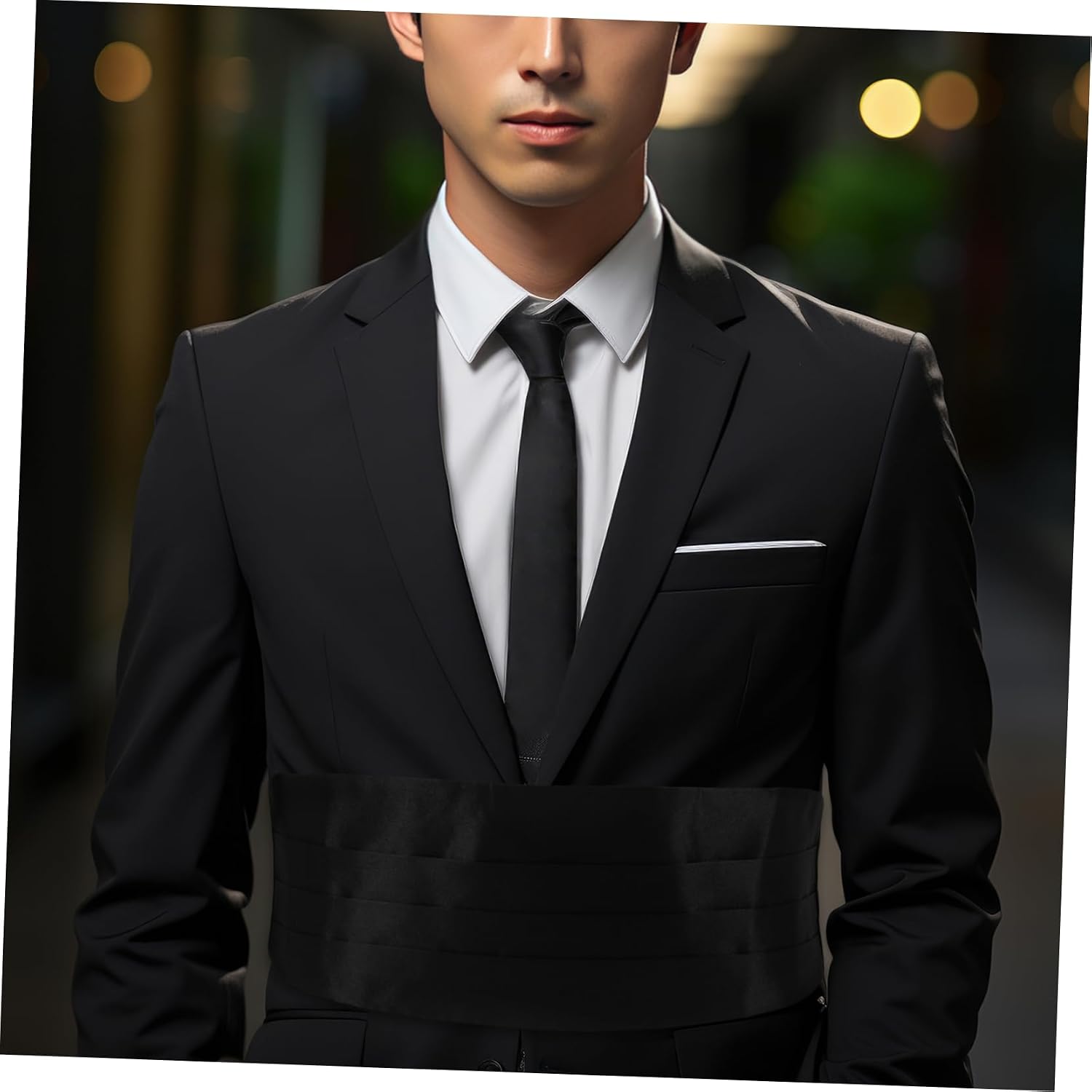 minkissy Men Cummerbund Solid Black Formal Waistband for Tuxedo Suit