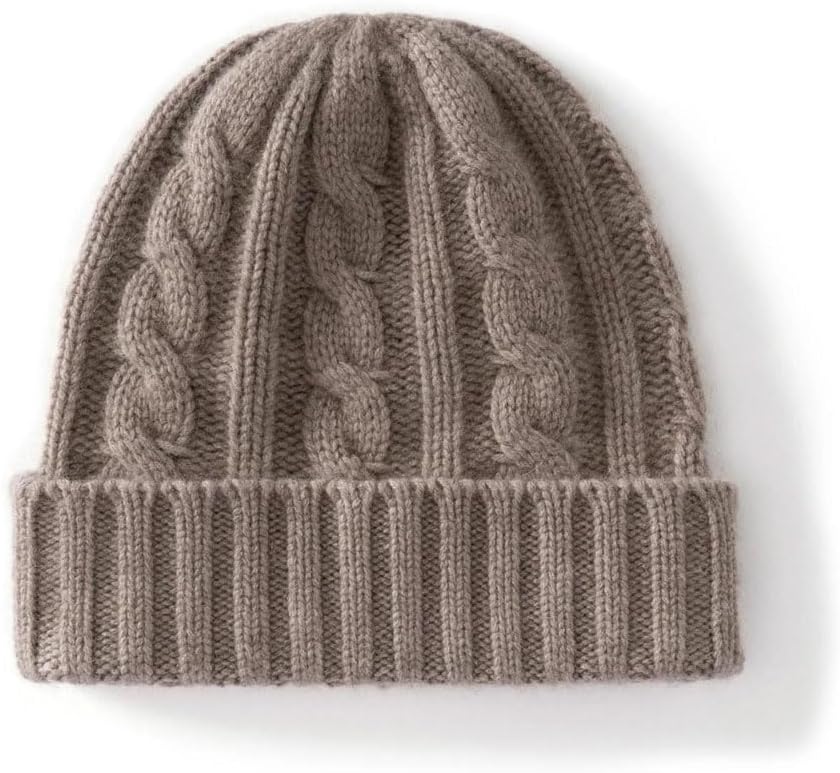 Cashmere Hat for Women Men Thickened Solid Twisted Knitted Beanies