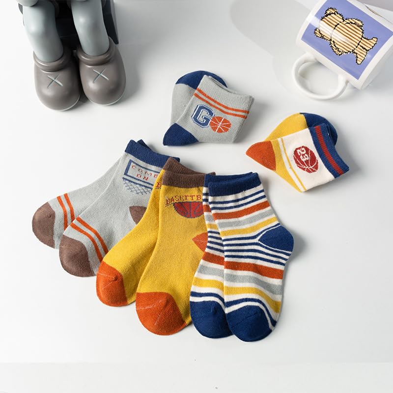Image of Colourful Socks for Kids, Crew length, Soft Pure Cotton, Lightweight & Breathable, 1 to 9 Years, Pack of 5, Designer socks