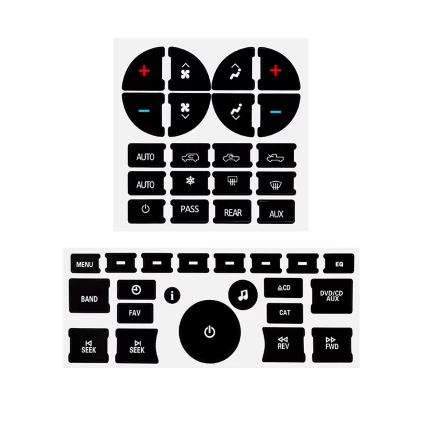 Interior Button Sticker Compatible with Silverado for LT for LTZ 2007-2013 Car Interior Black Decals Auto Ac Climate Air Condition Heater Control Button Repair Sticker