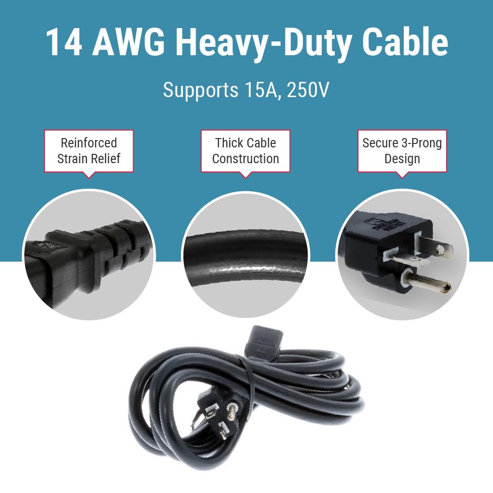 CablesAndKits - Wytrzymały kabel zasilający AC o długości 2,4 m - Przedłużacz męski na żeński do komputerów PC i urządzeń sieciowych