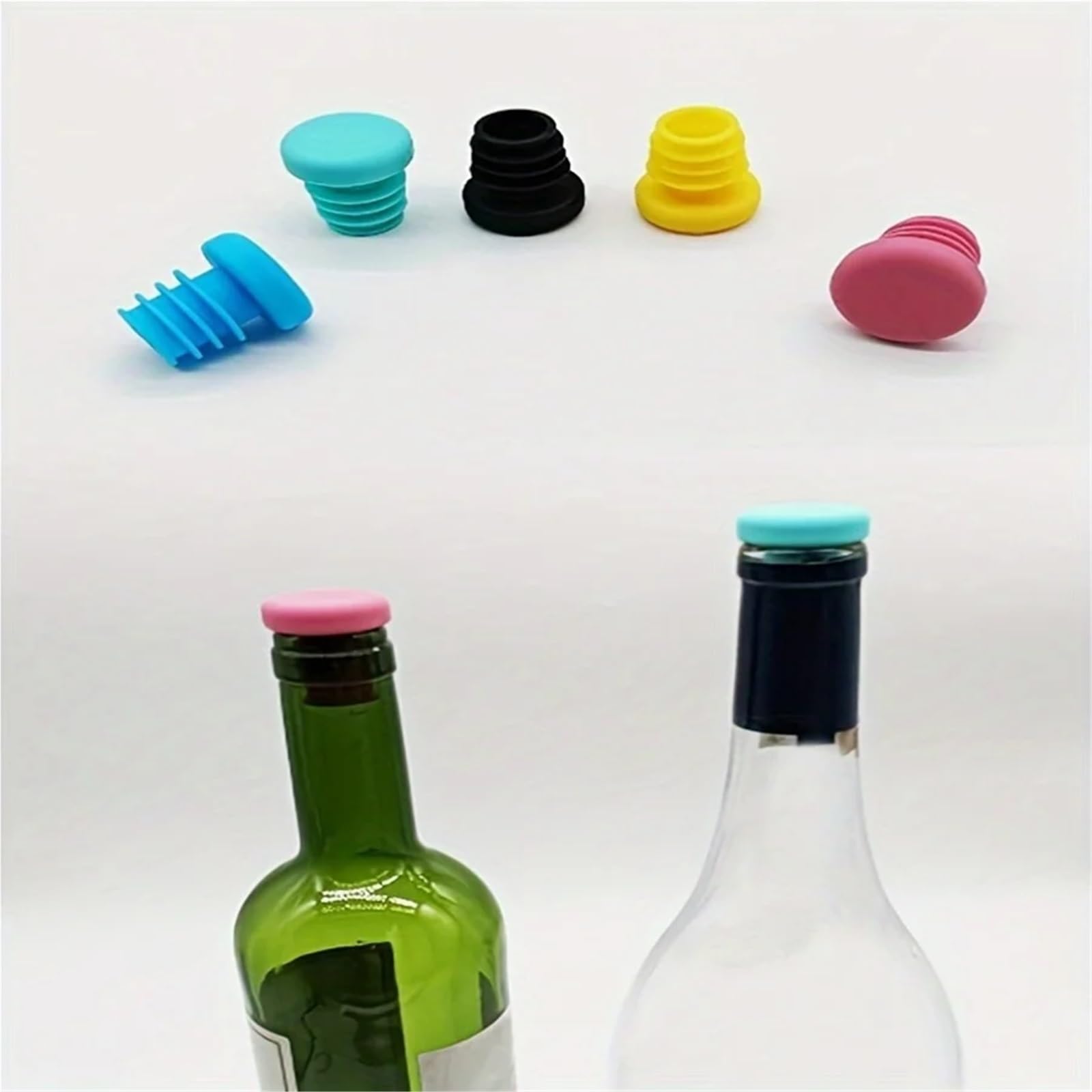 Bouchons à vin 40 pièces en caoutchouc bouteille de joint bouchon huile nouvelle forme filetée Silicone plusieurs couleurs for garder le Champagne frais