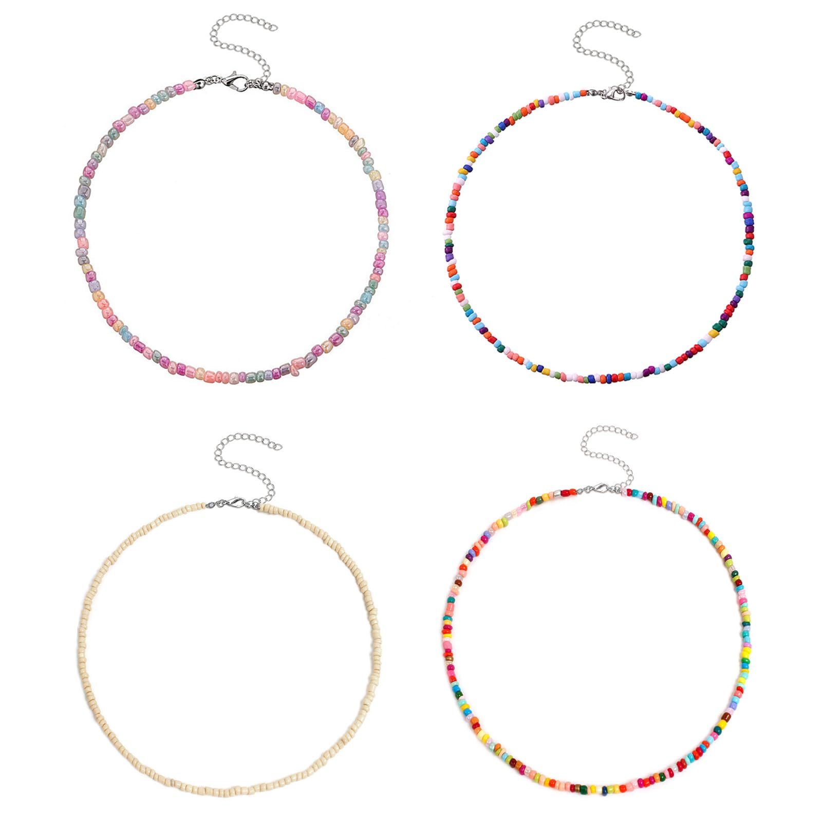 Collana con Pietre Bianco Rosa Stile Boho Bohemien Hippie Collana con Pietre Bianco Rosa Stile Boho Bohemien Hippie