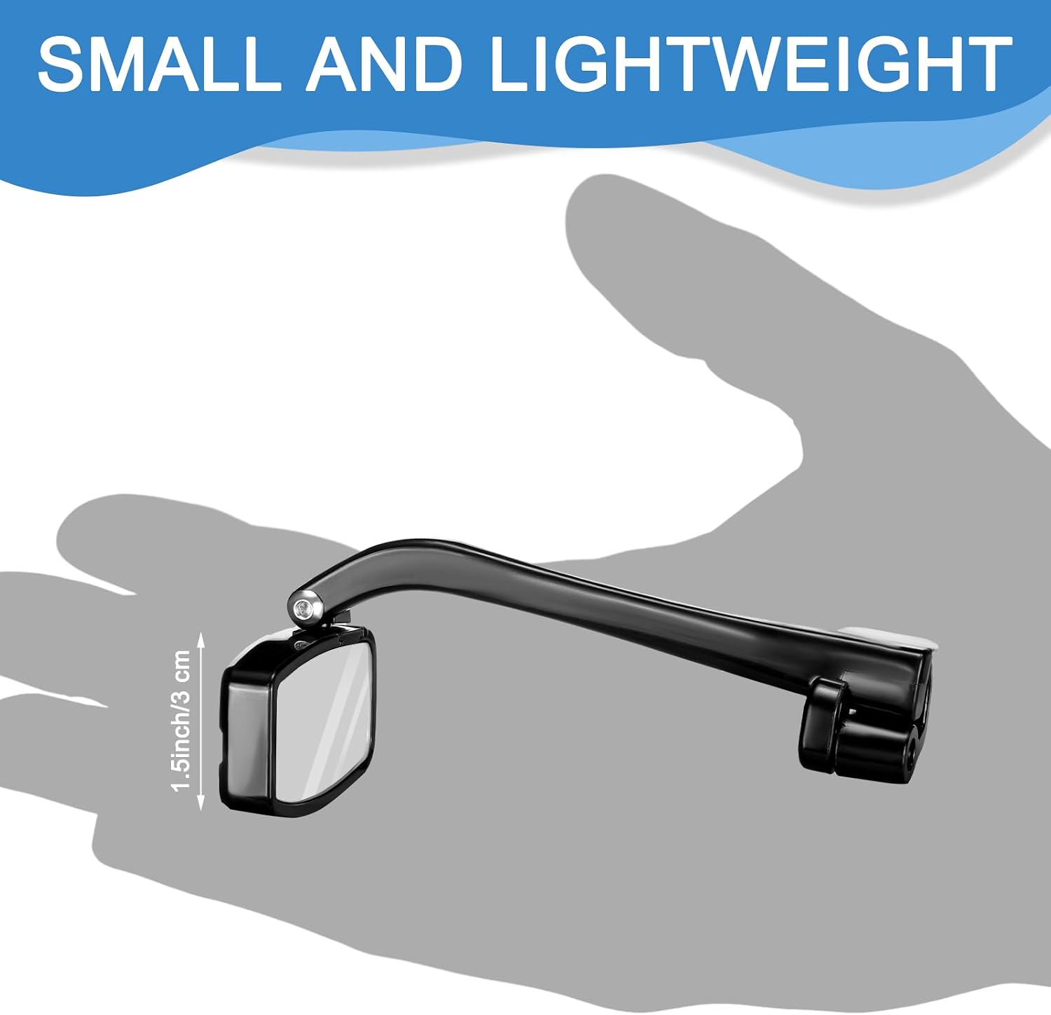 2 Pack Bike Eyeglass Mirror for Cycling Helmet Glasses 360° Adjustable Lightweight 18g Rear View Mirror Clip-on Safety Cycling for Eyeglasses Wide Vision Outdoor Activities