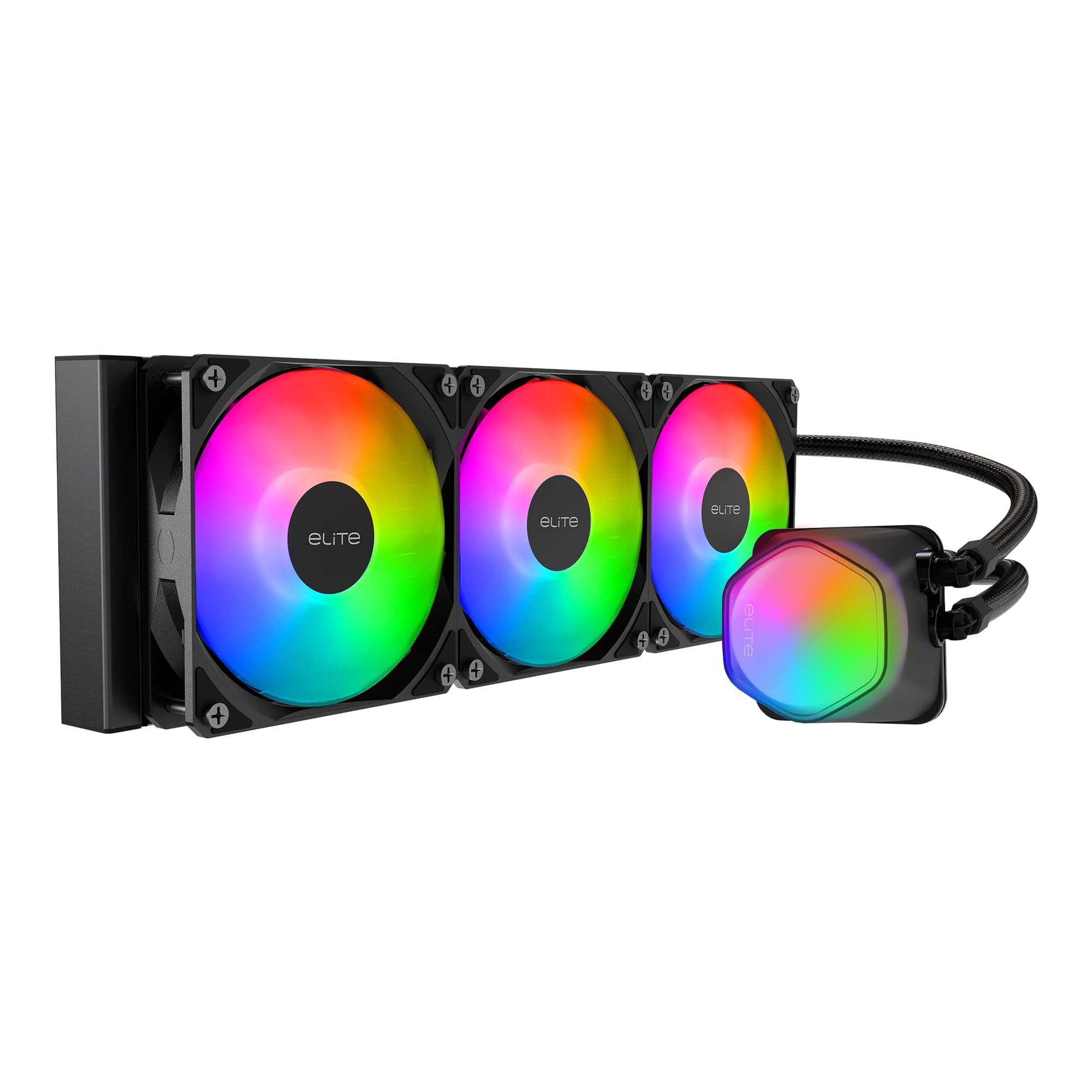 Photo 1 of Cooler Master Elite Liquid 360 CPU AIO Cooler – 360mm Radiator, 3x ARGB PWM Fans, Dual-Chamber Pump Design, Ultra-Quiet High-Performance Cooling, AMD AM5/AM4 & Intel LGA 1851/1700, Black