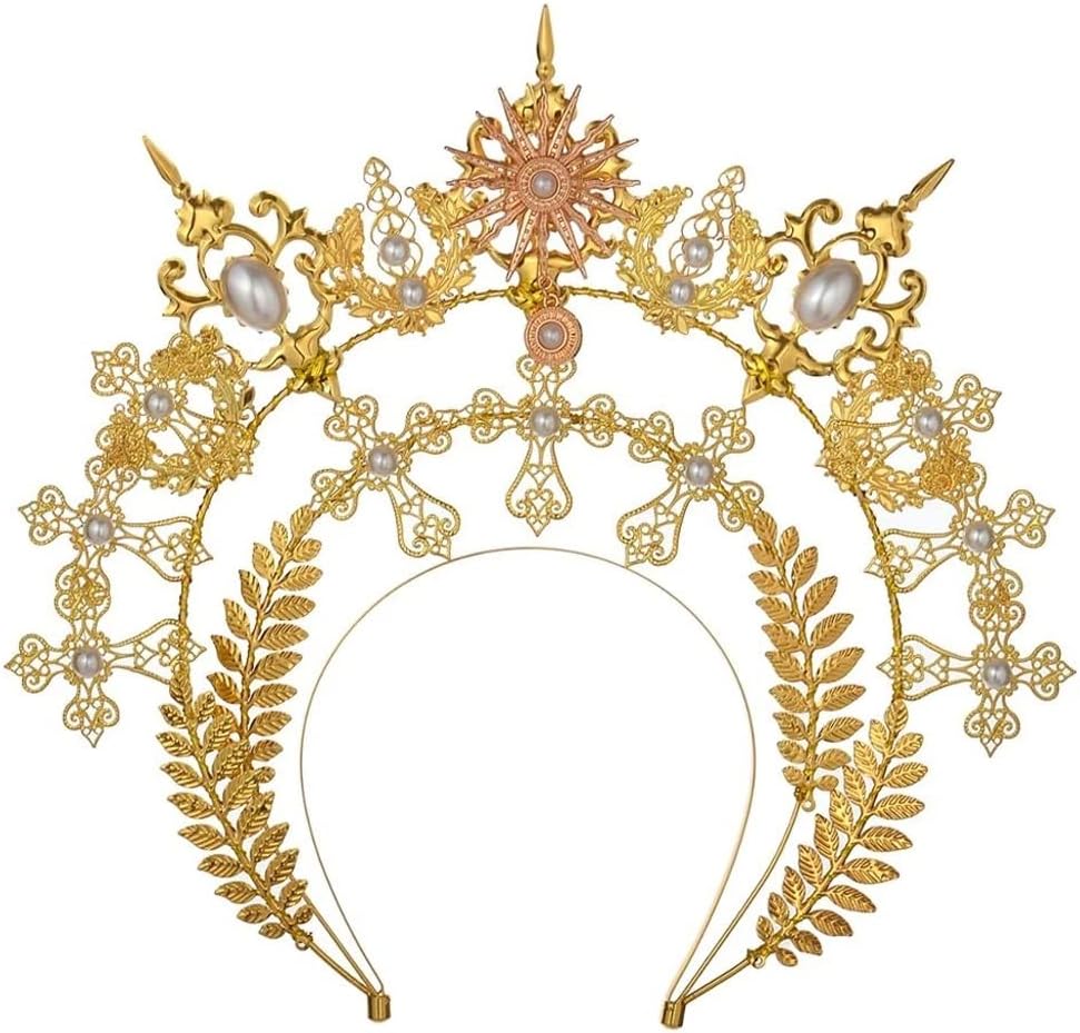 Lolita Headband Hair Accessory Christmas Women Fairy Gold Halo Goddess Headpiece Vintage Headdress