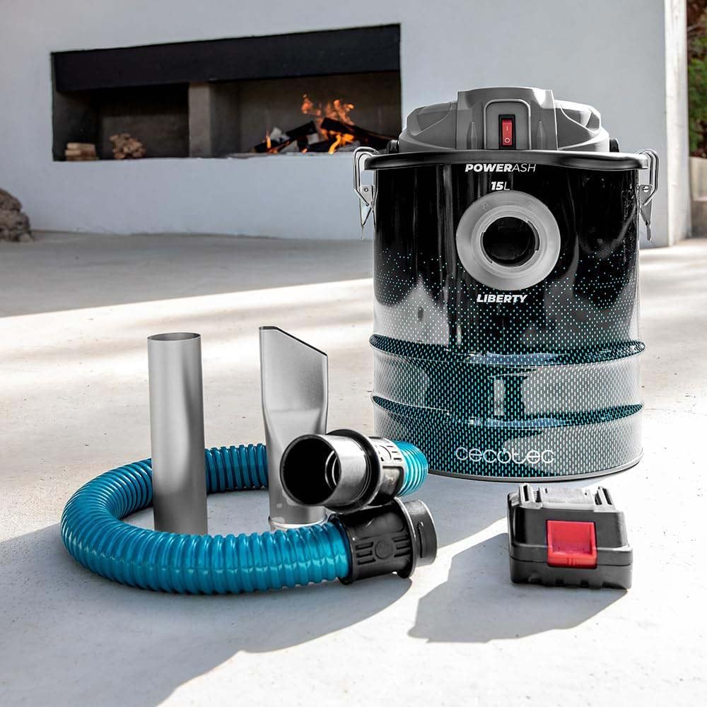 Cecotec Conga Ash 7000 Liberty Aspirateur à Cendres 15L 120W 18V Batterie Filtre Maille Métallique Acier Inoxydable