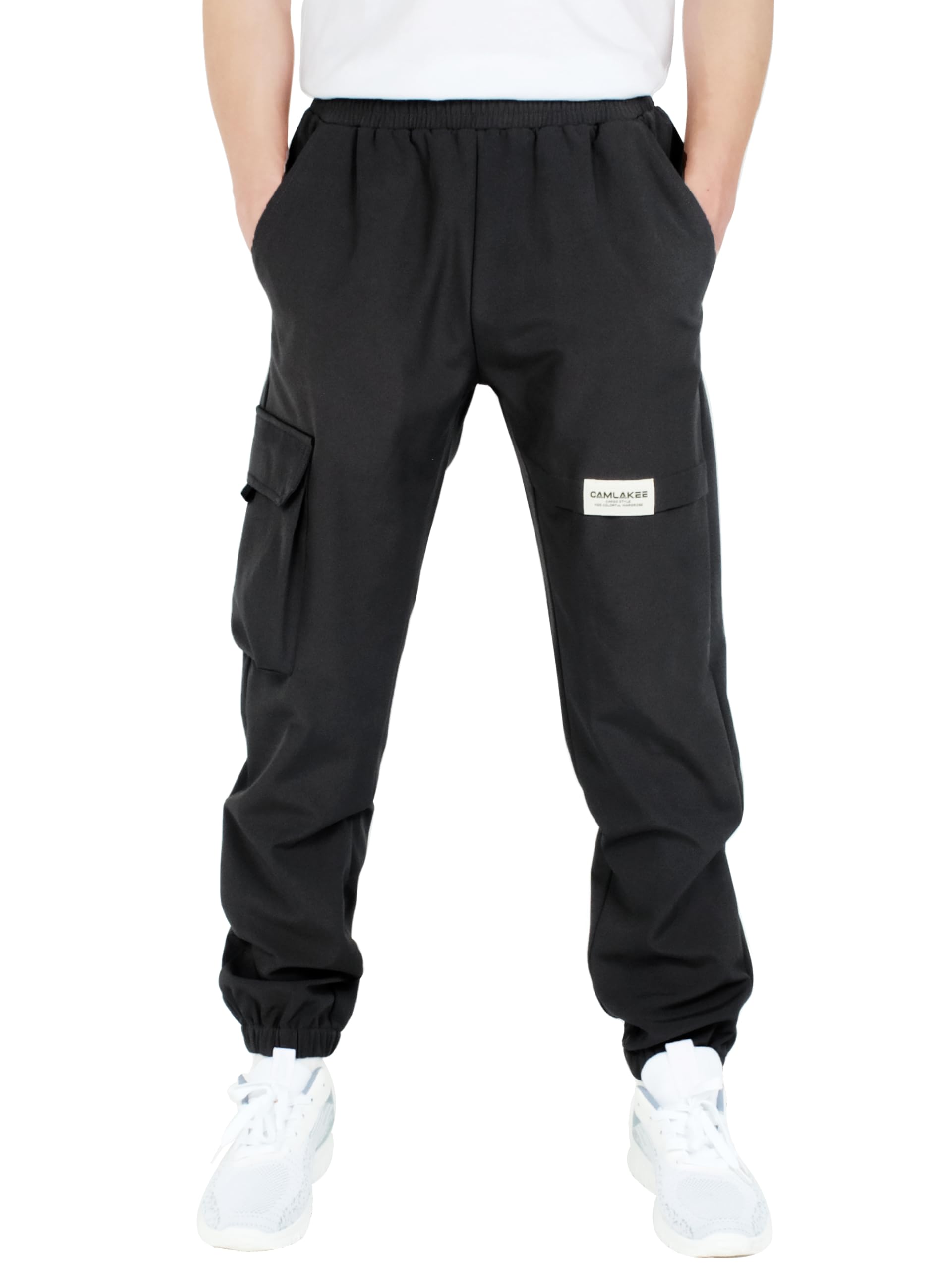 CAMLAKEE korte broek voor jongens, chino shorts, kinderen, jongen, bermuda, zomershorts, zwart, 152-158