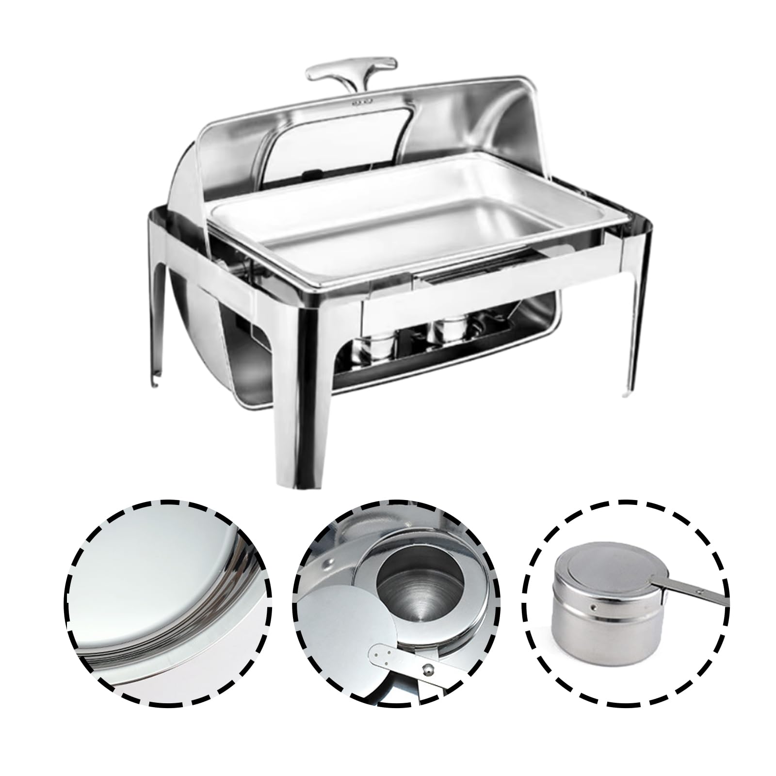 Set da buffet con riscaldatore isolante e vassoio superiore arrotolabile per matrimoni, feste, banchetti, ideale per catering e esposizione di cibo, durevole e facile da pulire