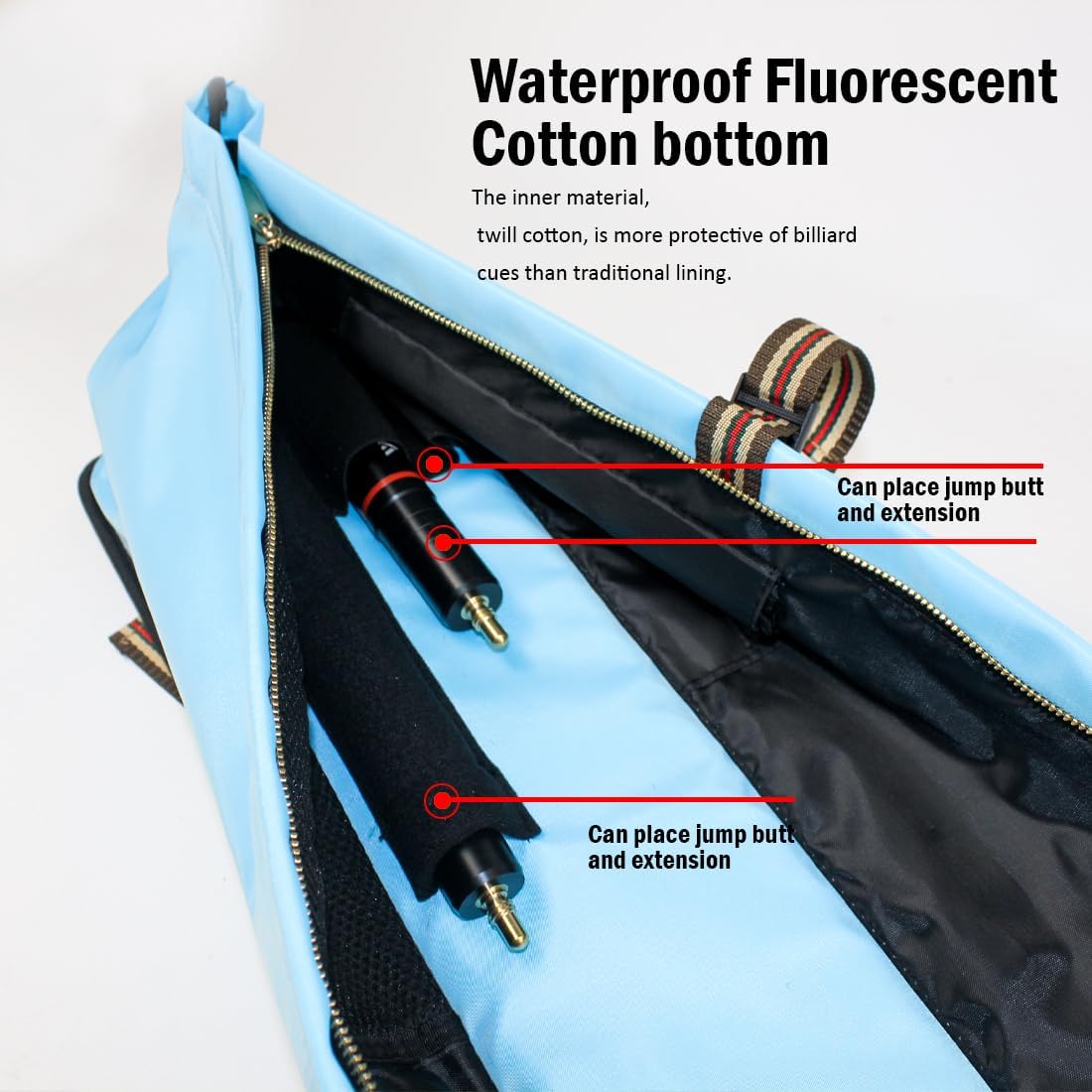 Pool Cue Case 3x4,Pool Stick Case 3 Sticks with Accessory Zipper Pockets,Cue Stick Case with Shoulder Strap Handle,Billiard Pool Cue Carrying Case with Large Front Accessory Pocket