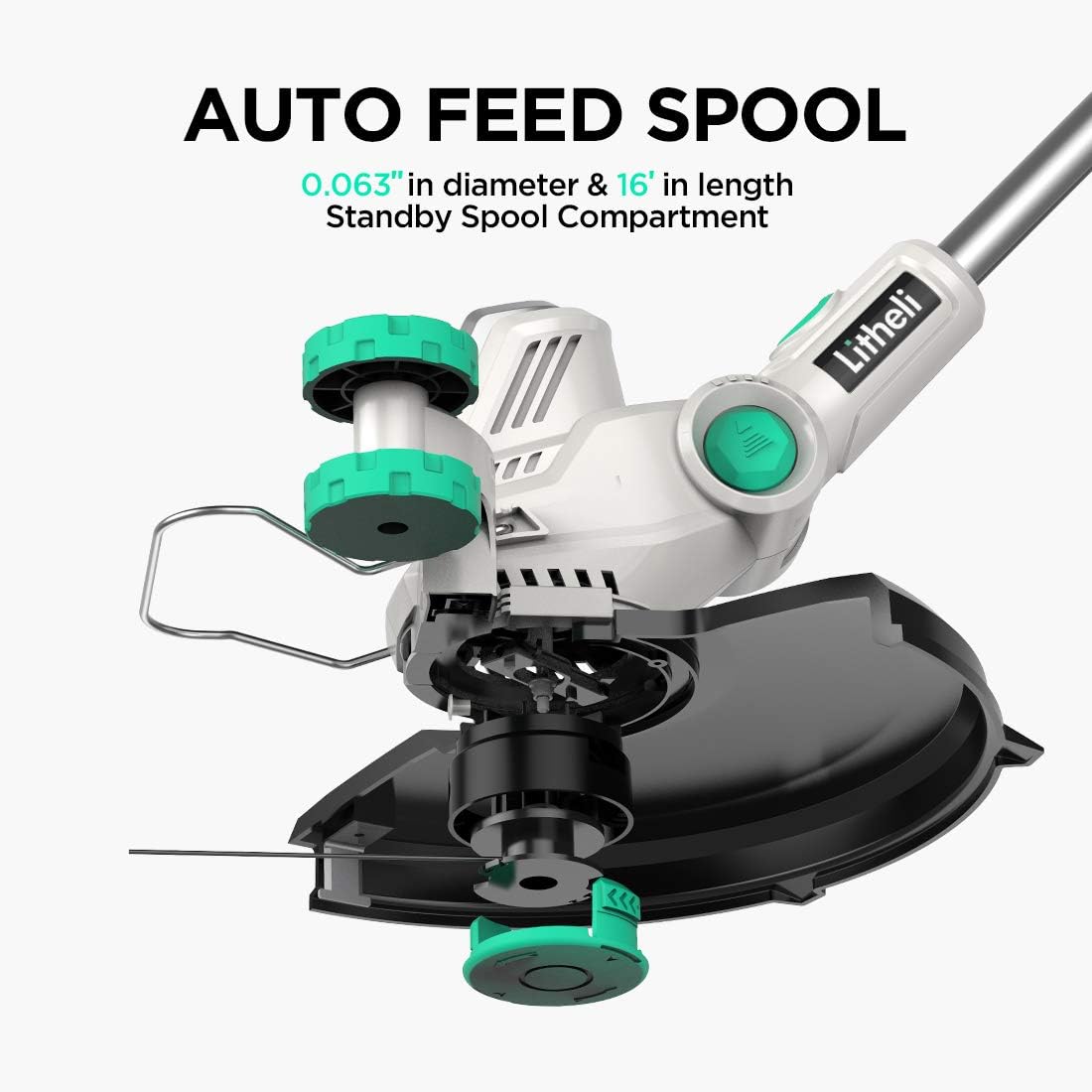 Litheli 40V Cordless String Trimmer, 13" Battery Powered Grass Trimmer & Wheeled Edger, Automatic Line Feed, 2.0Ah Battery and Charger, for Grass Trimming/Edging