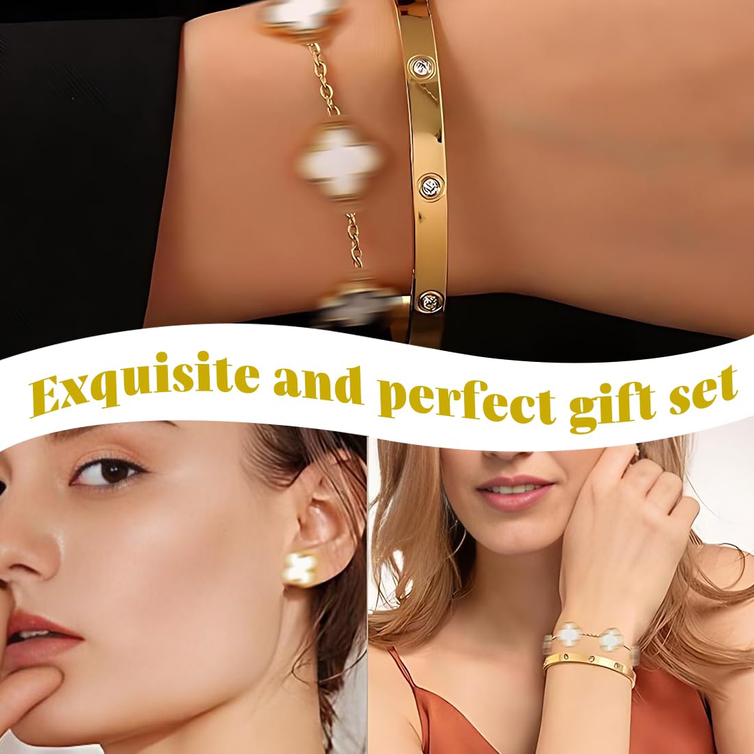 Parure De Bijoux En Acier Inoxydable Pour Femme - Collier Et Boucles D'oreilles à Thème Lune/étoile