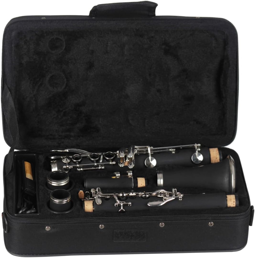 Clarinet for Beginners Black Flat Clarinet with Durable Oxford Carry Case Lightweight Finger Rest for Graded Examinations and Simple Performances