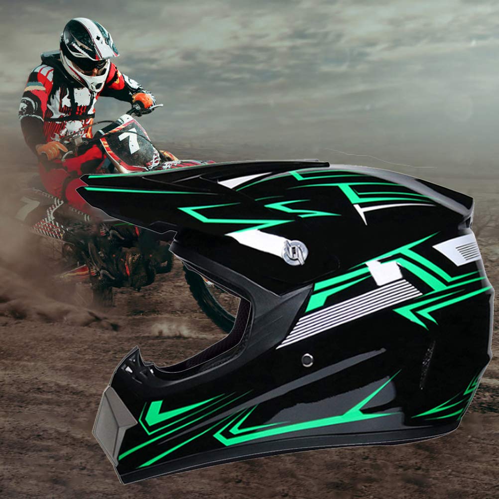 Casco de Motocross, Casco Profesional de Motocross Motocross Dirt Bike Off Road Conjunto de Cascos de Moto Casco Integral con Gafas Guantes Cubierta Facial, Casco de Motocicleta
