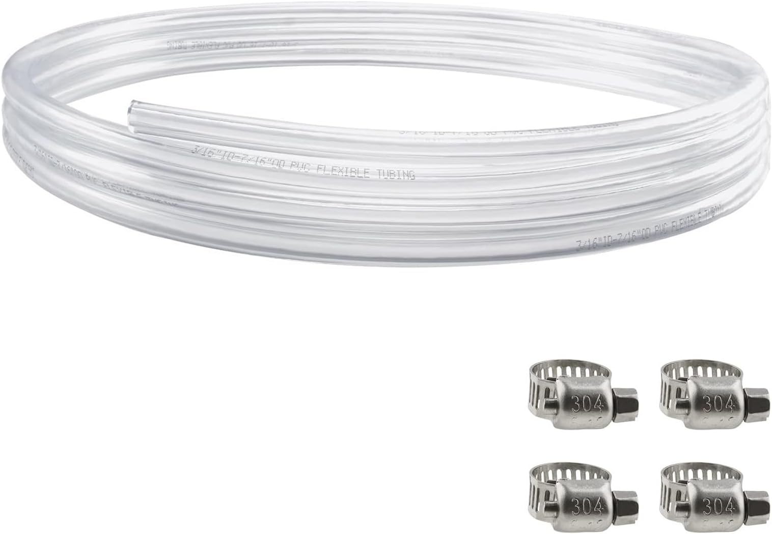 10 Feet - 3/16" ID 7/16" OD Beer Line Vinyl Tubing Keg Beer Line Replacement Kit with 6 Pcs Hose Clamps, Food Grade Hose for Kegerator, D Coupler, Draft Beer Tower Beer Dispensing
