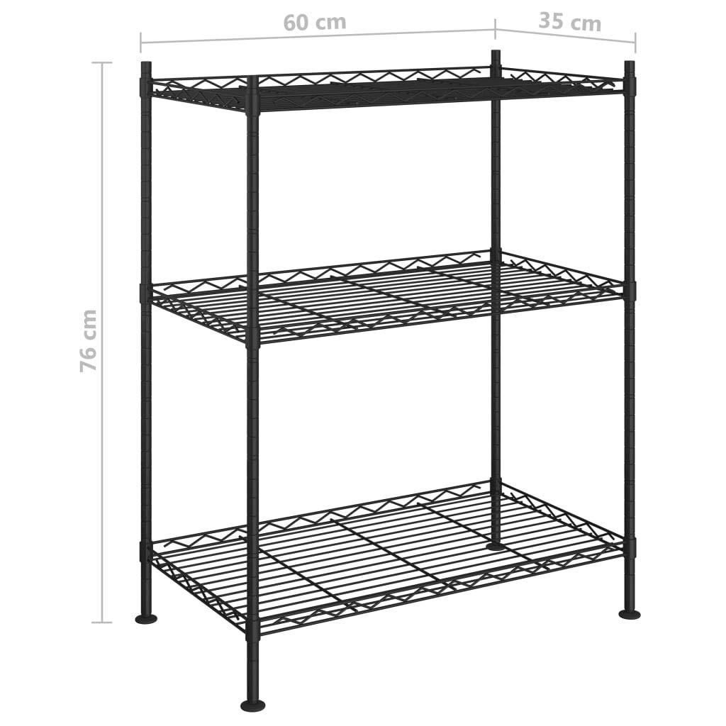 Générique Étagère de Rangement 3 Niveaux 60x35x76 cm Noir 150 kg,Entreprise & Industrie,Stockage Industriel,Étagères industrielles,Noir,3.95 KG,324620