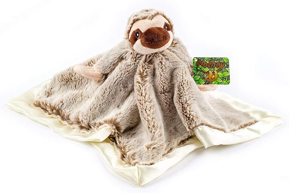 Stuffed Sloth Lovey Soother Plush Security Blanket 12x12 Inch, Slothey