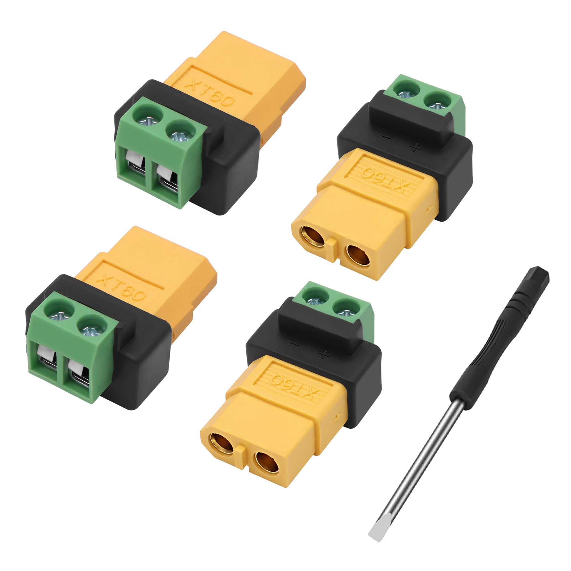 MEIRIYFA XT60 a 2 pin, adattatore morsetto a vite senza saldo, XT60, connettore senza saldatura da femmina a 2 pin, adattatore morsetto a vite per pannello solare, centrale elettrica portatile (4