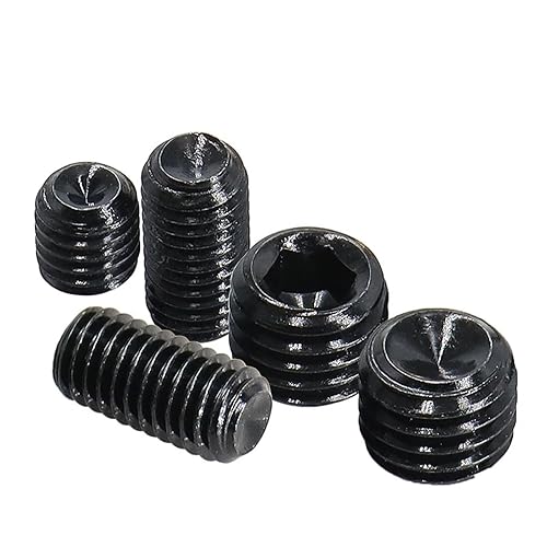 Miniatura 9 de Juego de tornillos hexagonales negros M3-0.020 x 0.472 in, punta de copa sin cabeza, perno de agarre de punta plana, accionamiento hexagonal