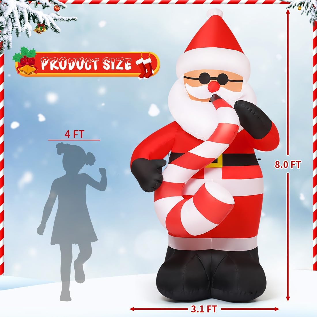 COMIN 8 FT Christmas Inflatables Outdoor Decorations, Blow Up Inflatable Santa Claus Play Saxophone with Built-in LEDs for Christmas Indoor Outdoor Yard Lawn Garden Decorations