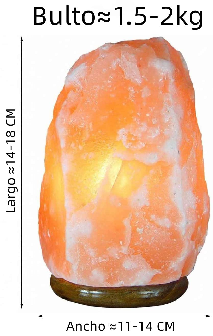 PLUS HOME Lámpara de Sal 1.5-2kg del Himalaya Natural + 1 Bombilla de Led de Enchufe Europeo