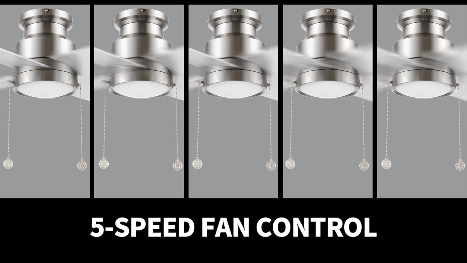 Carro 52" Flush Mount Ceiling Fan with Light Low Profile, DC 5 Speeds Silent Ceiling Fan with Remote, 3 Light Colors Dimmable LED for Bedroom Room, Silver