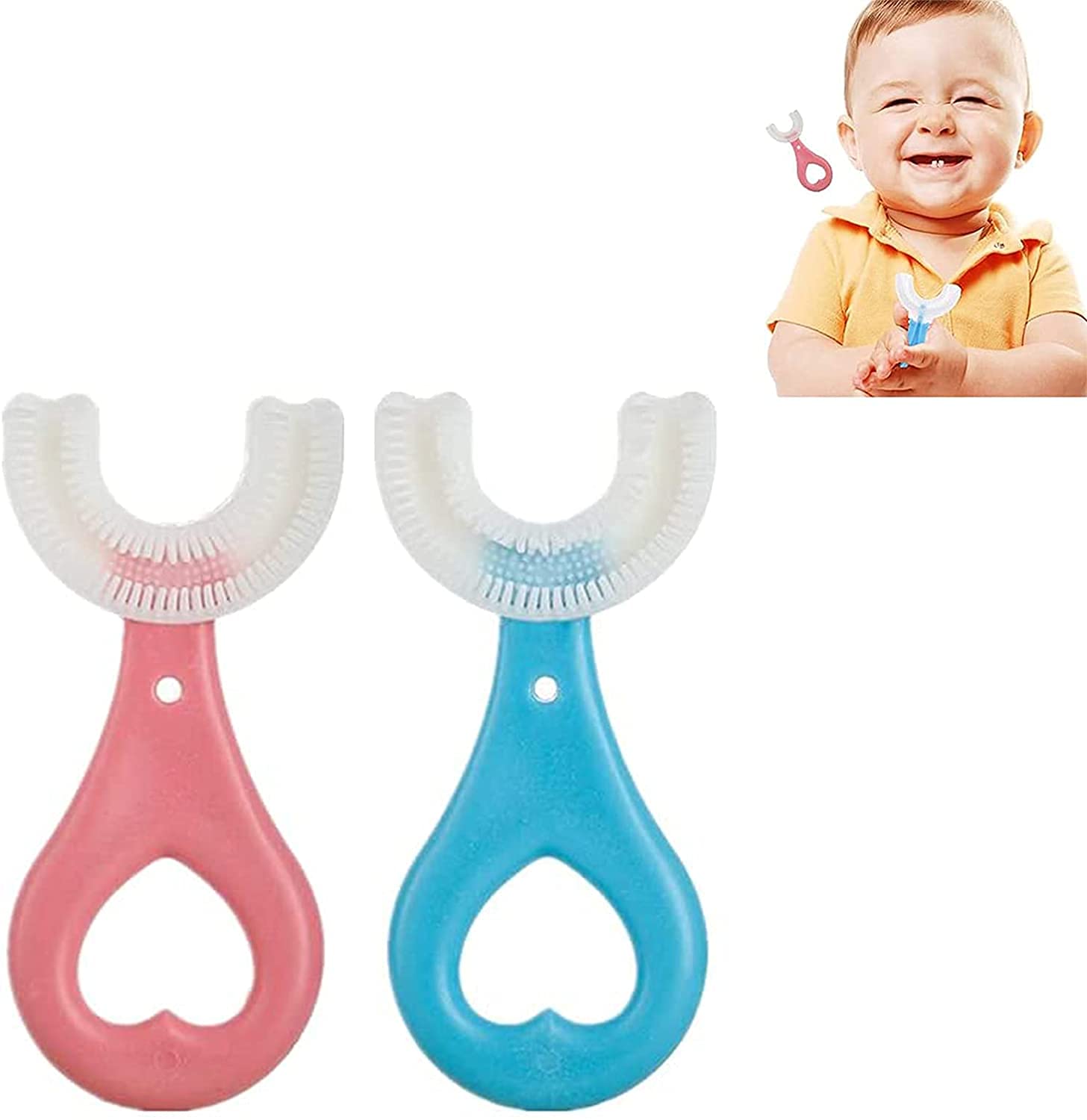 Dragon Honor 2 Pack Kids UShaped Toothbrush 360° Oral
