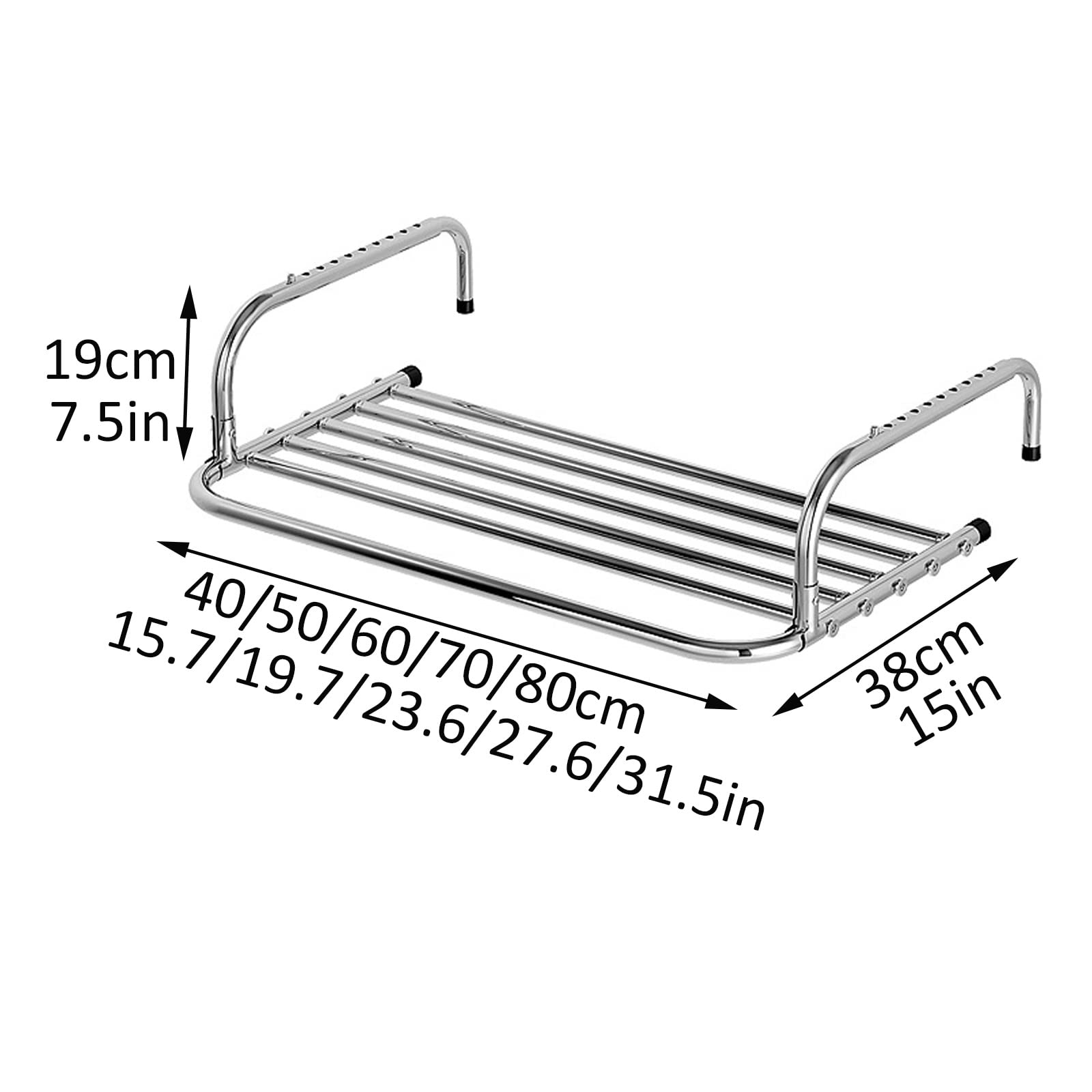 Stendibiancheria in Acciaio Inox, Stendino per Calorifero Robusto, per Balcone E Terrazza, Stendibiancheria da Appendere al Balcone Risparmiare Spazio Ribaltabile Stendino