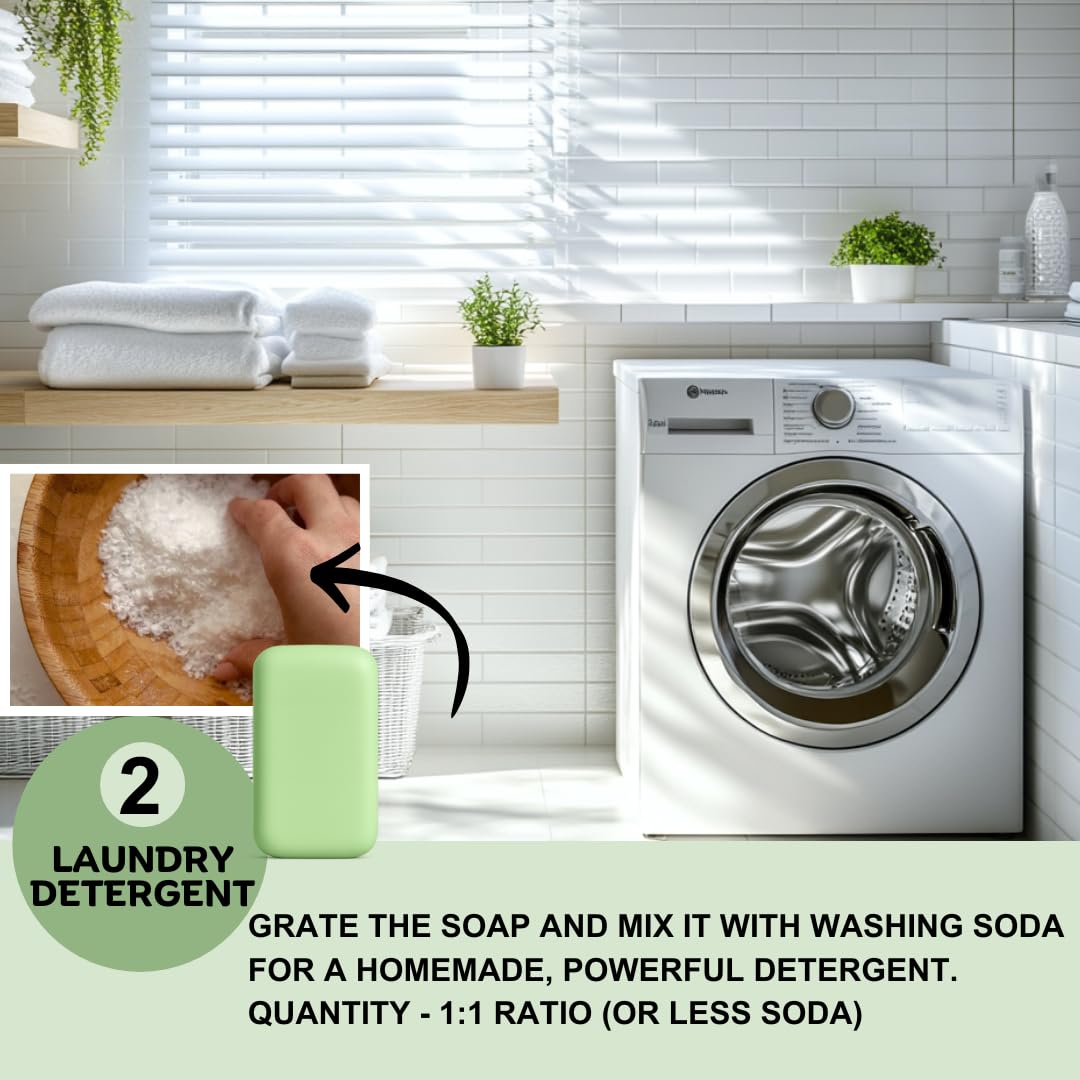 Savon à lessive hypoallergénique avec thé vert pour peaux sensibles - 3 pièces