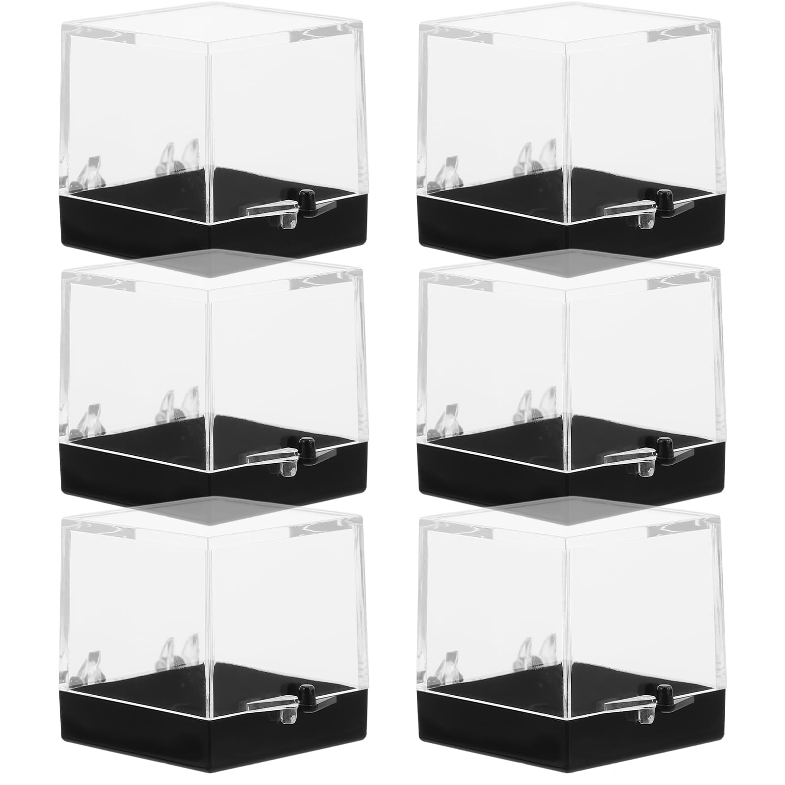 6 Pcs Mineral Specimen Box Doll Display Case Toy Clear Small Glass Container Transparent Countertop Cube Organizer Plastic Storage Figure