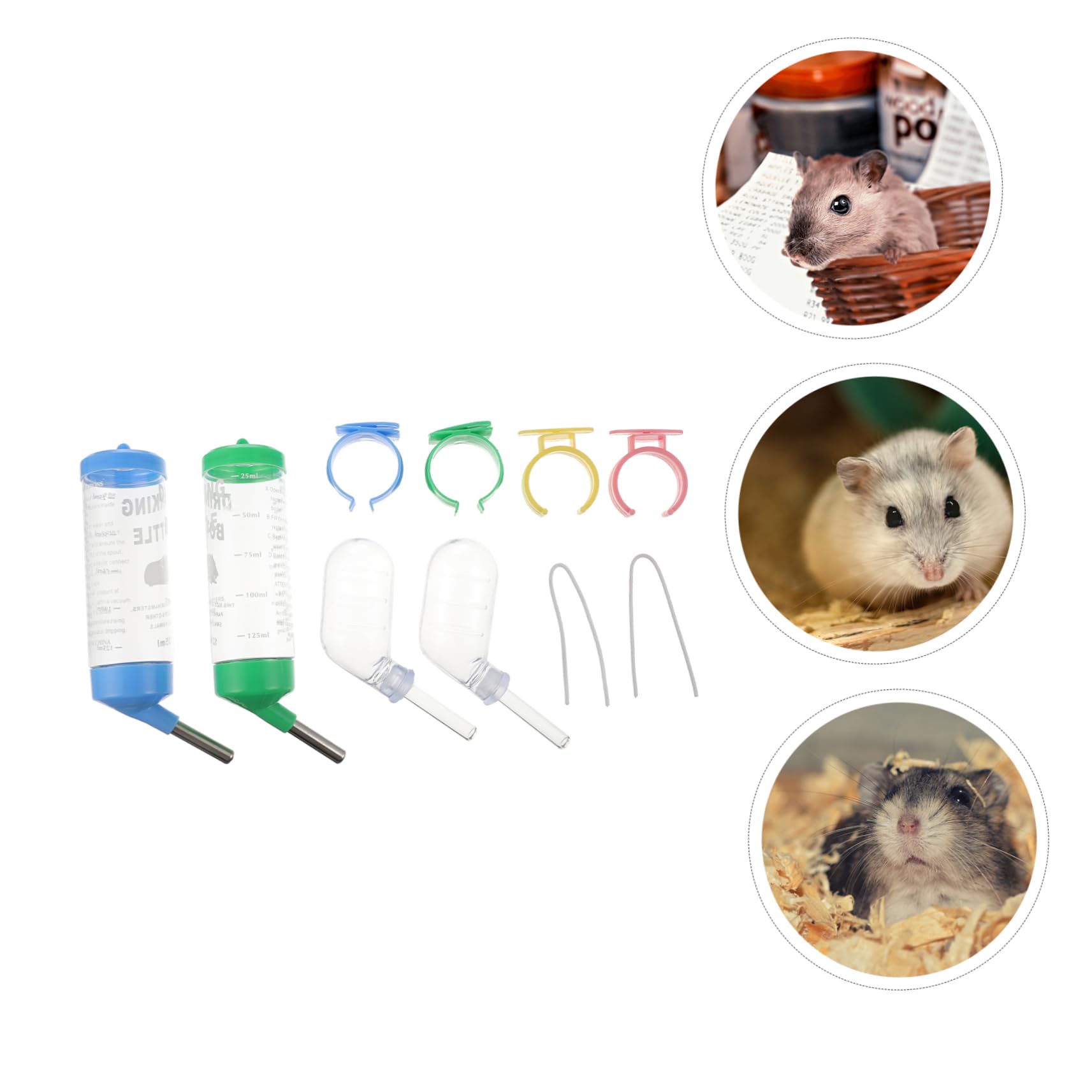 Toddmomy 4pcs Small Water Bottle Set Pet Water Bottle for Rabbit Hamster Guinea Pig Hedgehog Gerbil