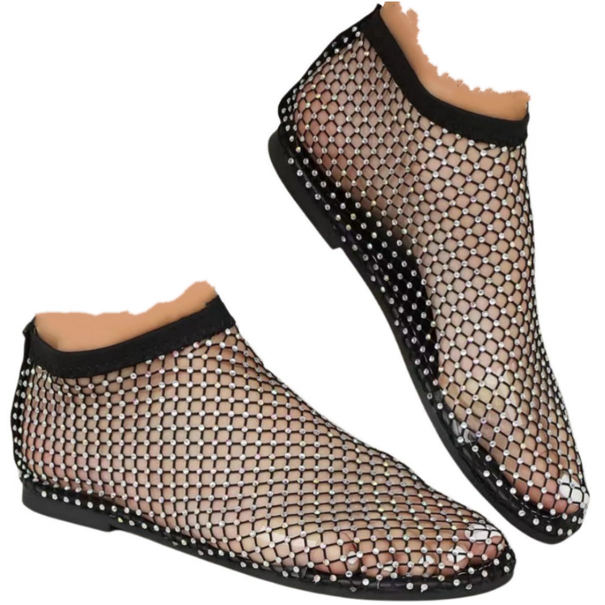 Mesh Flats for Women Ultra Comfortable Shiny Gem Mesh Flats Mesh Ballet Flats for Women