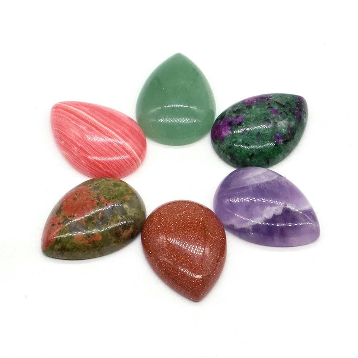 Cuentas sueltas en forma de gota de agua de 18 x 25 mm, piedra de cristal natural con parte trasera plana, espaciadores de camafeo para hacer joyas, colgantes y collares - Jade amarillo - 50 unidade