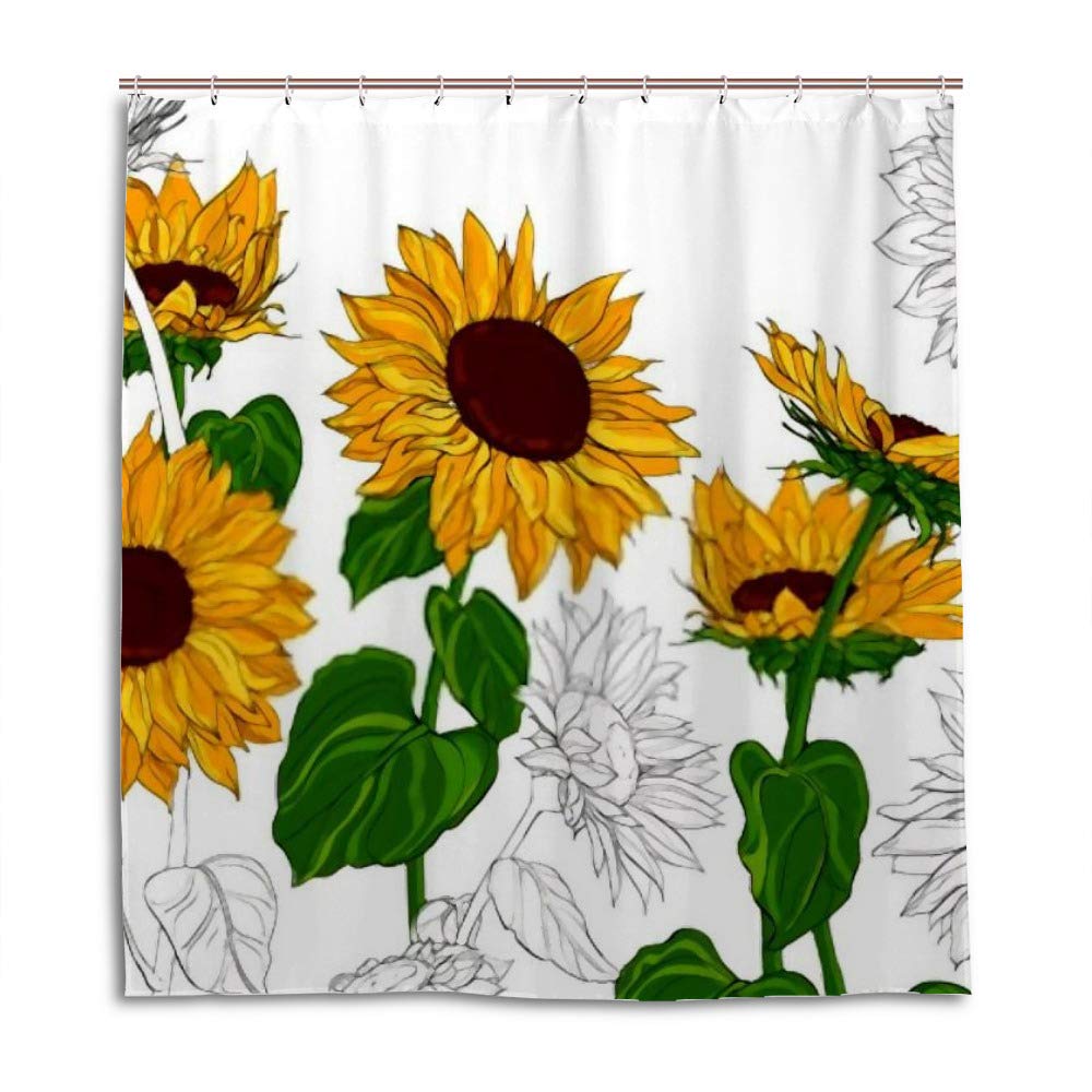 Rideau de douche de qualité supérieure en polyester imperméable à motif tournesols