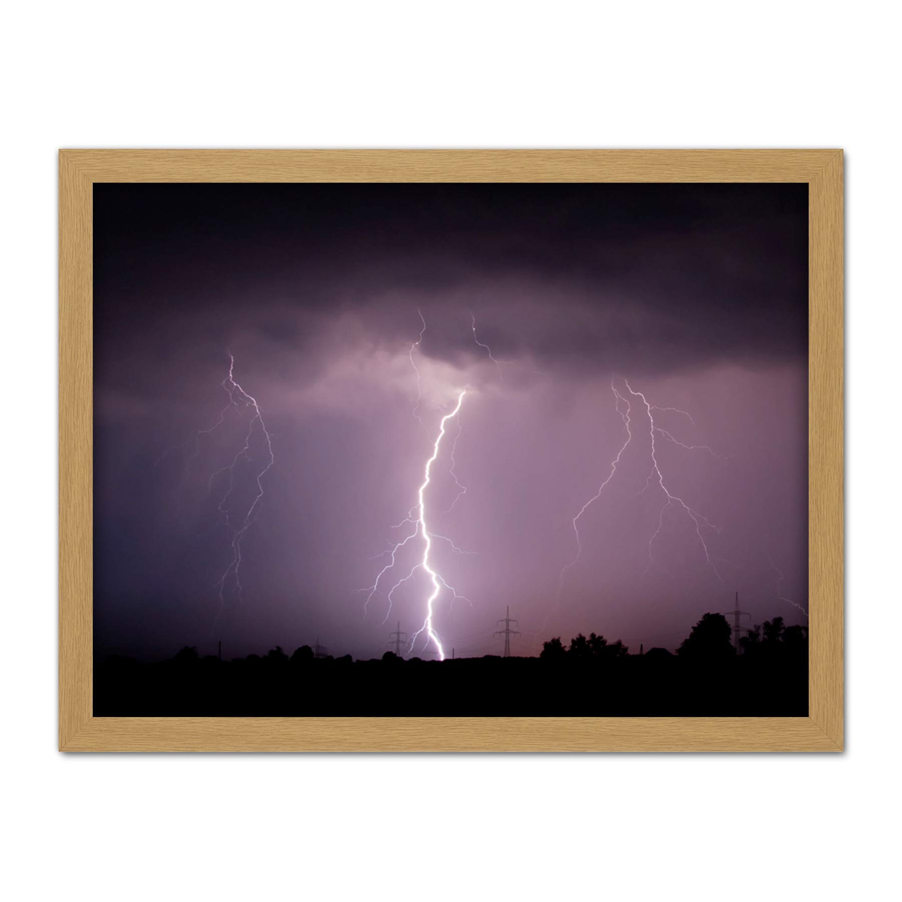 Krumbholz Thunderstorm Lightning Photo Artwork Framed Wall Art Print 18X24 Inch