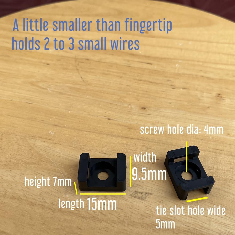 2 Size Cable Tie Saddle Base for Securing Cables Wires Cords, Cable Tie Mount For Wire Management both in 50 Pieces